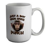 Shopagift Just a Boy Who Loves Punch the Monkey Mug White 15oz Large Ceramic Cup