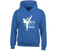 Shopagift Just a Boy who Loves Taekwondo Kids Hoodie Martial Arts Hoody Hooded Top Boys Girls Blue