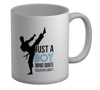 Shopagift Just a Boy who Loves Taekwondo Mug Martial Arts White 11oz Large Ceramic Cup