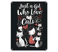 Shopagift Just a Girl Who Loves Cats Metal Poster Wall Tin Sign Man Cave Shed Bar Bedroom Home Kitchen - A4