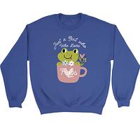 Shopagift Just a Girl who Loves Frogs Kids Sweatshirt Toad Tadpole Gift Jumper Blue