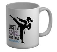 Shopagift Just a Girl who Loves Taekwondo Mug Martial Arts White 11oz Large Ceramic Cup