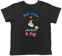 Shopagift K-Pop Kids T-Shirt Just A Boy Who Loves K-Pop Childrens Tee Gift Black