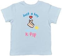 Shopagift K-Pop Kids T-Shirt Just A Boy Who Loves K-Pop Childrens Tee Gift Light Blue