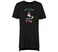 Shopagift K-Pop Nightie Just A Girl Who Loves K-Pop Night Shirt Black