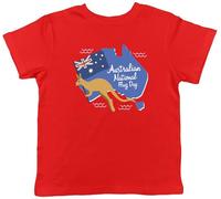 Shopagift Kangaroo Australia Kids T-Shirt Australian National Flag Day Childrens Tee Boys Girls Red