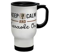 Shopagift Keep Calm and Karaoke On Travel Mug Music Singing Singer Stainless Steel 14oz Cup