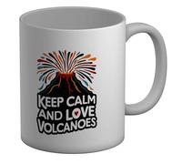 Shopagift Keep Calm and Love Volcanoes Mug Eruption Lava Flow White 11oz Large Ceramic Cup