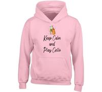 Shopagift Keep Calm and Play Cello Kids Hoodie String Bow Instrument Music Hoody Hooded Top Boys Girls Pink