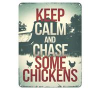Shopagift Keep Calm Chase Chickens Metal Poster Wall Tin Sign Man Cave Shed Bar Bedroom Home Kitchen - A5