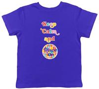 Shopagift Keep Calm Disco On Kids T-Shirt Music 70's 60's Funk Boogie Dance Ball Childrens Tee Boys Girls Blue