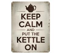 Shopagift Keep Calm Put the Kettle On Metal Poster Wall Tin Sign Man Cave Shed Bar Bedroom Home Kitchen - A5