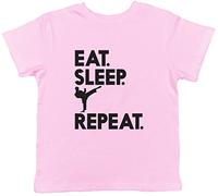 Shopagift Kids - Eat Sleep Karate Repeat Childrens T-Shirt Light Pink