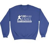 Shopagift Kids - I Do Karate What's Your Superpower? Childrens Jumper Sweatshirt Blue