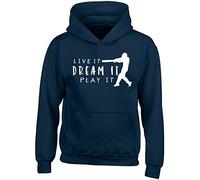 Shopagift Kids Live It Dream It Play It Cricket Childrens Hooded Top Hoodie
