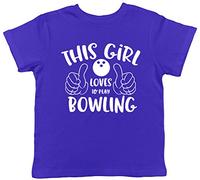 Shopagift Kids This Girl Loves to Play Bowling Childrens T-Shirt Blue