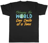 Shopagift Kindness Changes The World Mens T-Shirt One Smile at a Time Tee Black