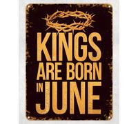 Shopagift Kings are Born in June Metal Poster Wall Tin Sign Man Cave Shed Bar Bedroom Home Kitchen - A3