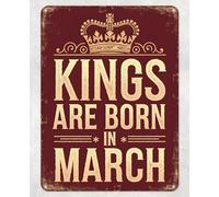 Shopagift Kings are Born in March Metal Poster Wall Tin Sign Man Cave Shed Bar Bedroom Home Kitchen - A3