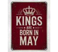 Shopagift Kings are Born in May Metal Poster Wall Tin Sign Man Cave Shed Bar Bedroom Home Kitchen - A3