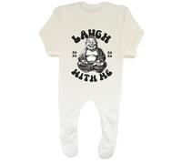 Shopagift Laugh with me Funny Laughing Buddha Laughter Baby Grow Romper Suit Boys Girls White