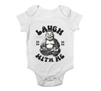 Shopagift Laugh with me Funny Laughing Buddha Laughter Baby Grow Vest Bodysuit Boys Girls