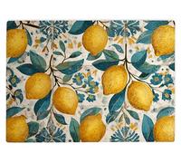 Shopagift Lemons Mediterranean Fruit Glass Chopping Board Large Kitchen Worktop Saver 39cm x 28cm