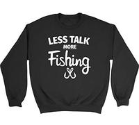 Shopagift Less Talk more Fishing Kids Childrens Jumper Sweatshirt Black