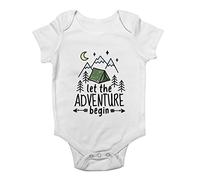 Shopagift Let The Adventure Begin Mountain Travel Baby Vest Bodysuit Gift White