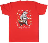 Shopagift Lets Go on a Picnic Funny Bear with Basket Mens T-Shirt Tee Red