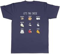 Shopagift Let's Talk Cheese Funny Mens T-Shirt Cheese Selection Chart Tee Navy Blue