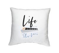 Shopagift Life in the Slow Lane Narrowboat Canal Boat Cushion Cover Bedroom Lounge Accessory - 40cm x 40cm