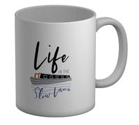Shopagift Life in The Slow Lane Narrowboat Canal Boat Mug White 11oz Large Ceramic Cup