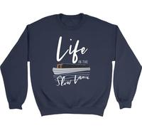 Shopagift Life in the Slow Lane Narrowboat Canal Boat Sweatshirt Unisex Jumper Navy