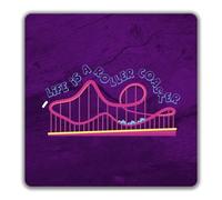 Shopagift Life is a Roller Coaster 2 Pack Coasters Train Tracks Adrenaline - 9cm x 9cm