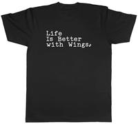 Shopagift Life is Better Mens T-Shirt Chicken Wings Tee Black