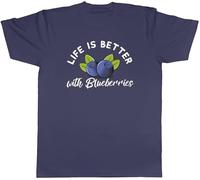 Shopagift Life is Better with Blueberries Mens T-Shirt Funny Blueberry Fruit Lover Tee