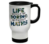 Shopagift Life Would be Boring Without Maths Travel Mug Numbers Day Stainless Steel 14oz Cup