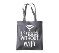 Shopagift Life Would be Boring Without Wifi Internet Tote Shopping Beach Bag 10 Litres Capacity - 42cm x 38cm