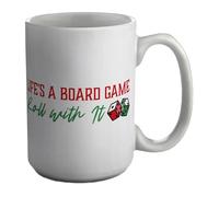 Shopagift Life's a Board Game Mug Roll with It Dice White 15oz Large Ceramic Cup