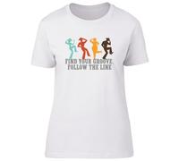 Shopagift Line Dancing Find Your Groove Womens T-Shirt Follow The Line Ladies Tee White