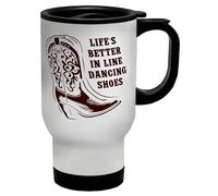 Shopagift Line Dancing Travel Mug Life's Better in Line Dancing Shoes Stainless Steel 14oz Cup