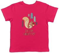 Shopagift Little Squirrel Kids T-Shirt Tree Woodland Forest Childrens Tee Boys Girls Pink