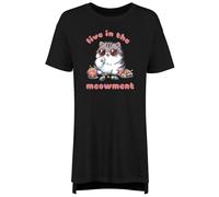 Shopagift Live in the Meowment Women's Nightie Funny Cat Kitten Lover Night Shirt Black