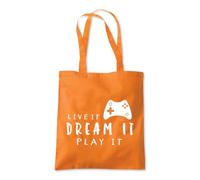 Shopagift Live it Dream It Play It Video Gaming Tote Shopping Beach Bag 10 Litres Capacity - 42cm x 38cm