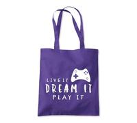 Shopagift Live it Dream It Play It Video Gaming Tote Shopping Beach Bag 10 Litres Capacity - 42cm x 38cm