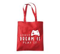 Shopagift Live it Dream It Play It Video Gaming Tote Shopping Beach Bag 10 Litres Capacity - 42cm x 38cm