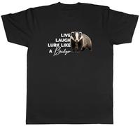 Shopagift Live Laugh Lurk Like a Badger Mens T-Shirt Tee Black