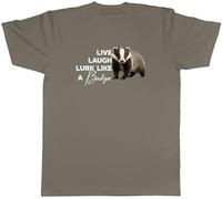 Shopagift Live Laugh Lurk Like a Badger Mens T-Shirt Tee Grey