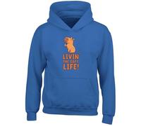 Shopagift Livin the Capy Life Kids Hoodie Funny Joke Capybara Hoody Hooded Top Boys Girls Blue